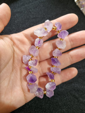 Raw Amethyst with Gold Beads