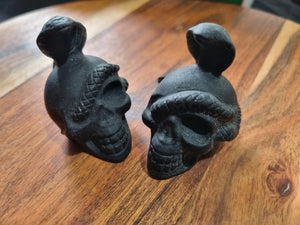 Black Obsidian Skull with Snake