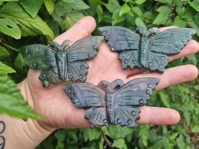 Moss Agate Butterfly Carving