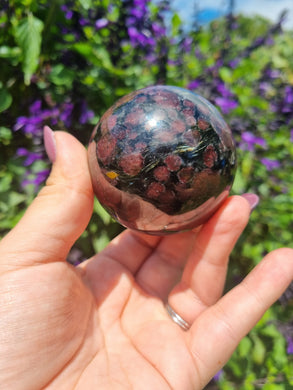 Garnet In Astrophyllite Sphere