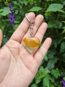 Natural Onyx Heart Key Ring