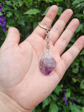 Raw Amethyst Key Ring