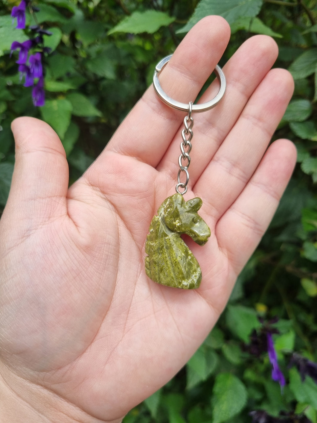 Unakite Unicorn Key Ring