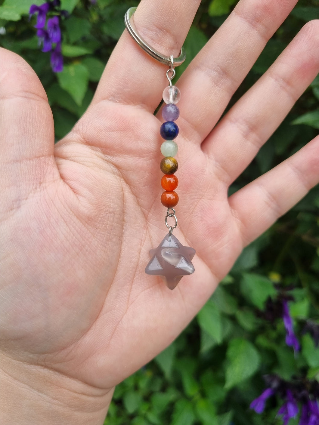 Natural Agate Merkaba Key Ring