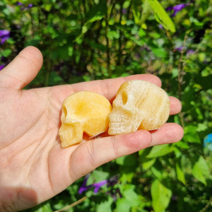 Orange Calcite Skull Carving