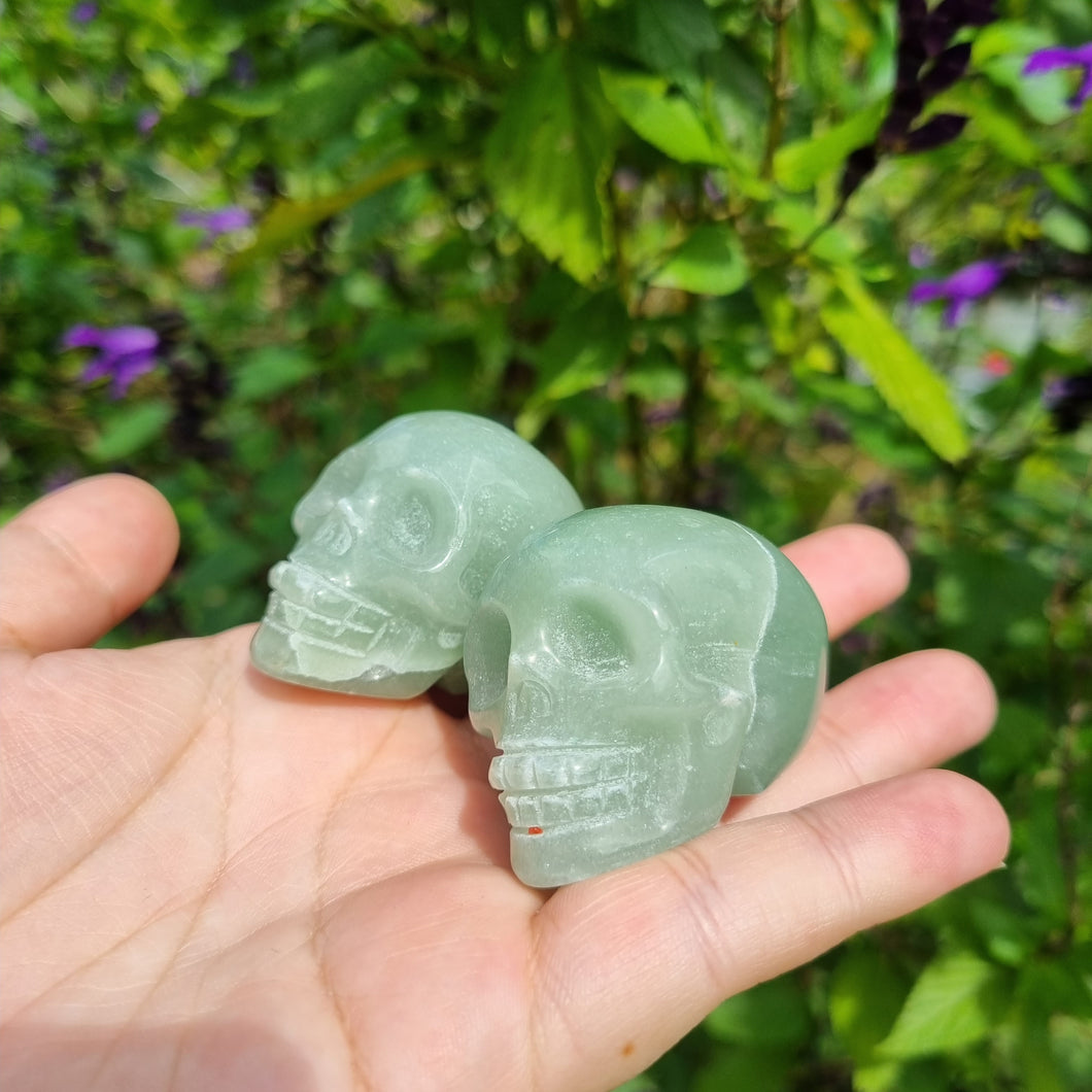 Green Aventurine Skull Carving