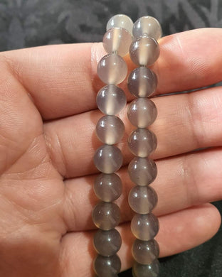 Natural Grey Agate Sphere Bead Bracelet