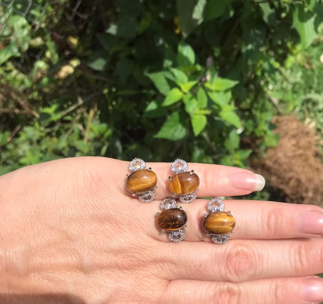 Tiger Eye Adjustable Rings