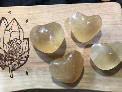 Yellow Calcite Puff Hearts