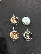 Load image into Gallery viewer, Cat Moon Pendant - silver