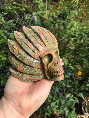 Unakite warrior skull