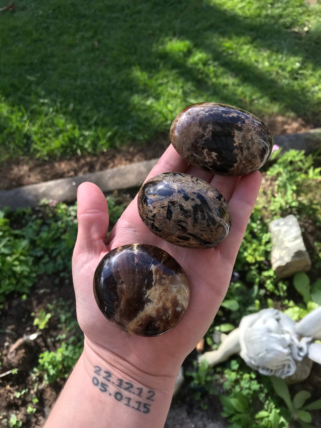 Black Opal Palm Stones