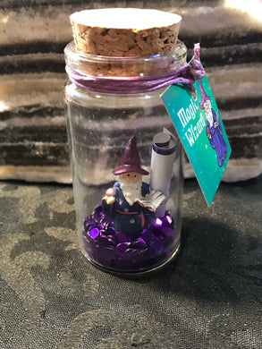 Magic wizard in a bottle - Purple - Red hat blue cloak