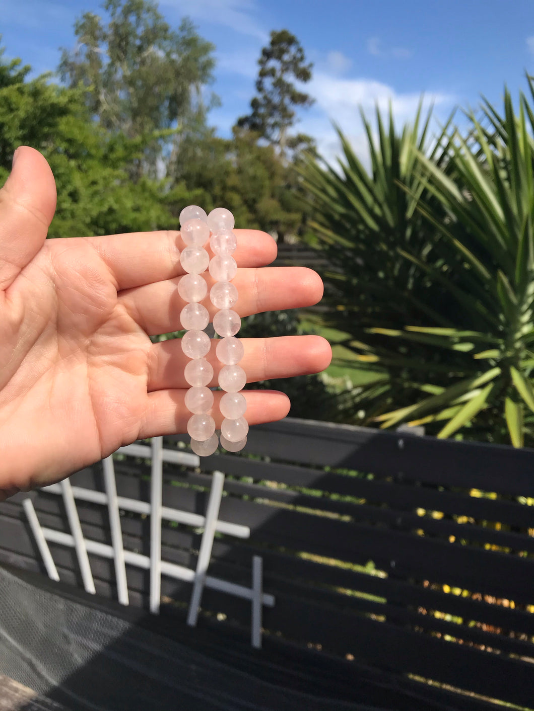 Opaque Rose Quartz Sphere Bead Bracelet