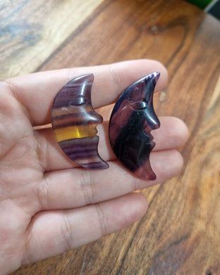 Fluorite moon carvings