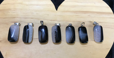Black Sardonyx Agate pendant - rectangular