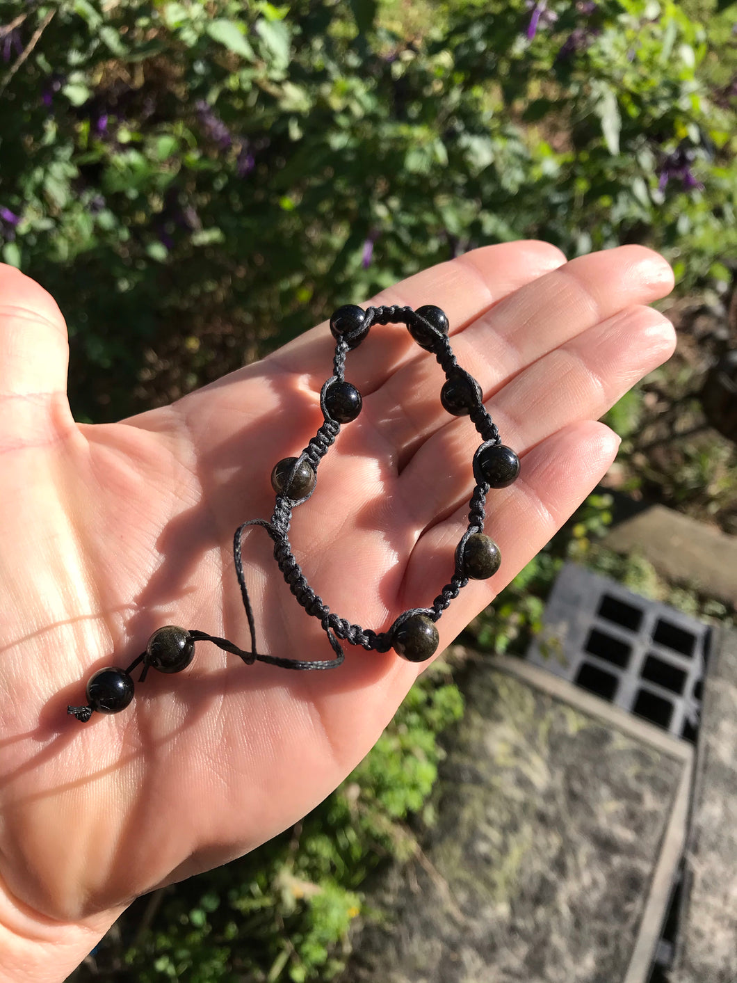 Sheen obsidian Macrame Bracelet