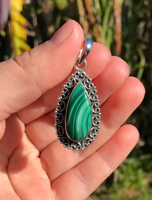 Malachite Sterling Silver Pendant