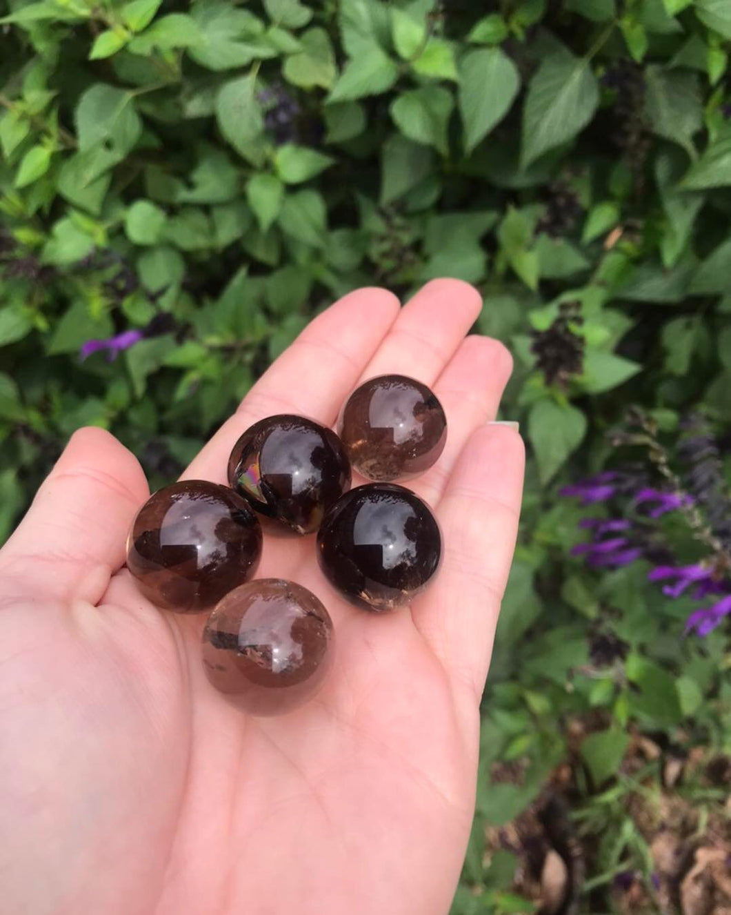 Smokey Crackle Quartz Mini Spheres $5