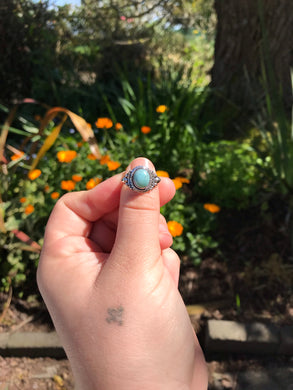 Larimar Sterling Silver Ring - Size 5.5-6