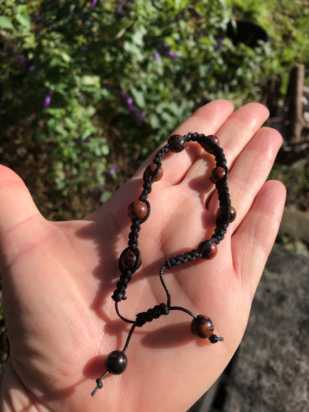 Mahogany Obsidian Macrame Bracelet