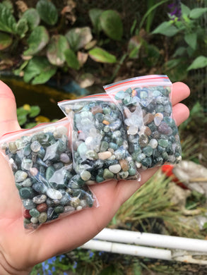 Moss Agate Mini Tumble Bag $5