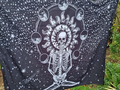 Skeleton moon phase Tapestry