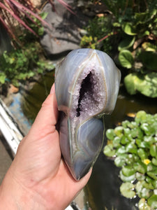 Agate and amethyst Geode Bird skull