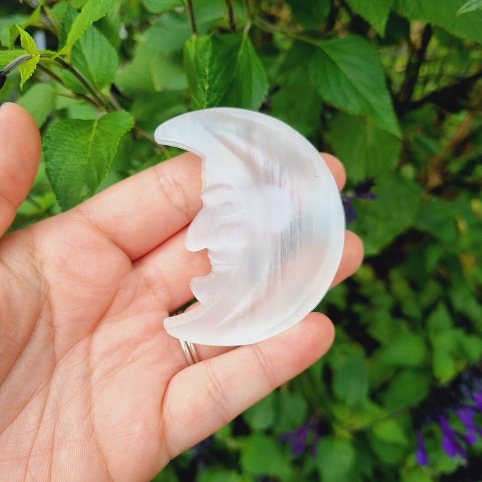 Selenite Moon Face Bowl