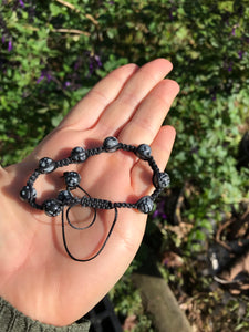 Snowflake Obsidian Macrame Bracelet