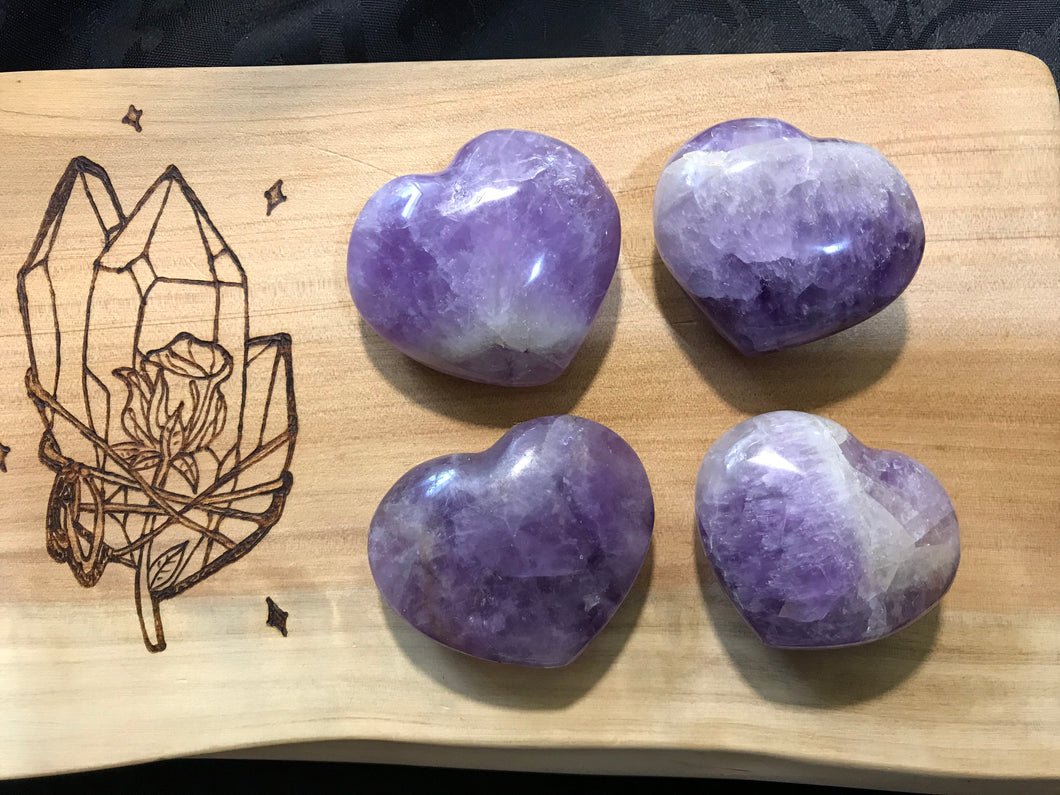 Large Amethyst Puff Hearts