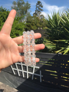 Crackle Quartz Sphere Bead Bracelet