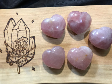 Dark Rose Quartz Puff Hearts