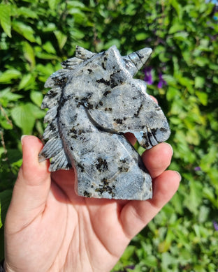 Larvikite Unicorn carving