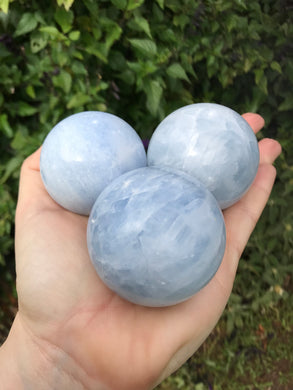 Blue Calcite Spheres $25