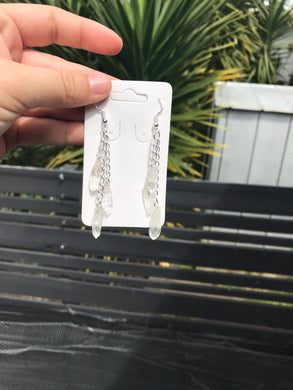 Hanging Crystal Earrings - Triple Chain