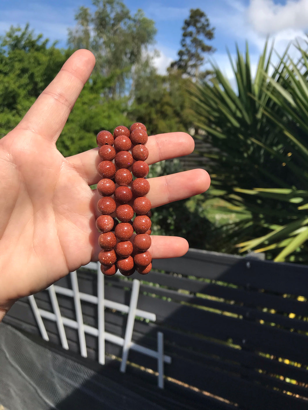 Goldstone Sphere Bead Bracelet