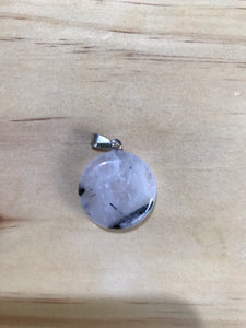 Tourmalated Quartz pendant -circle