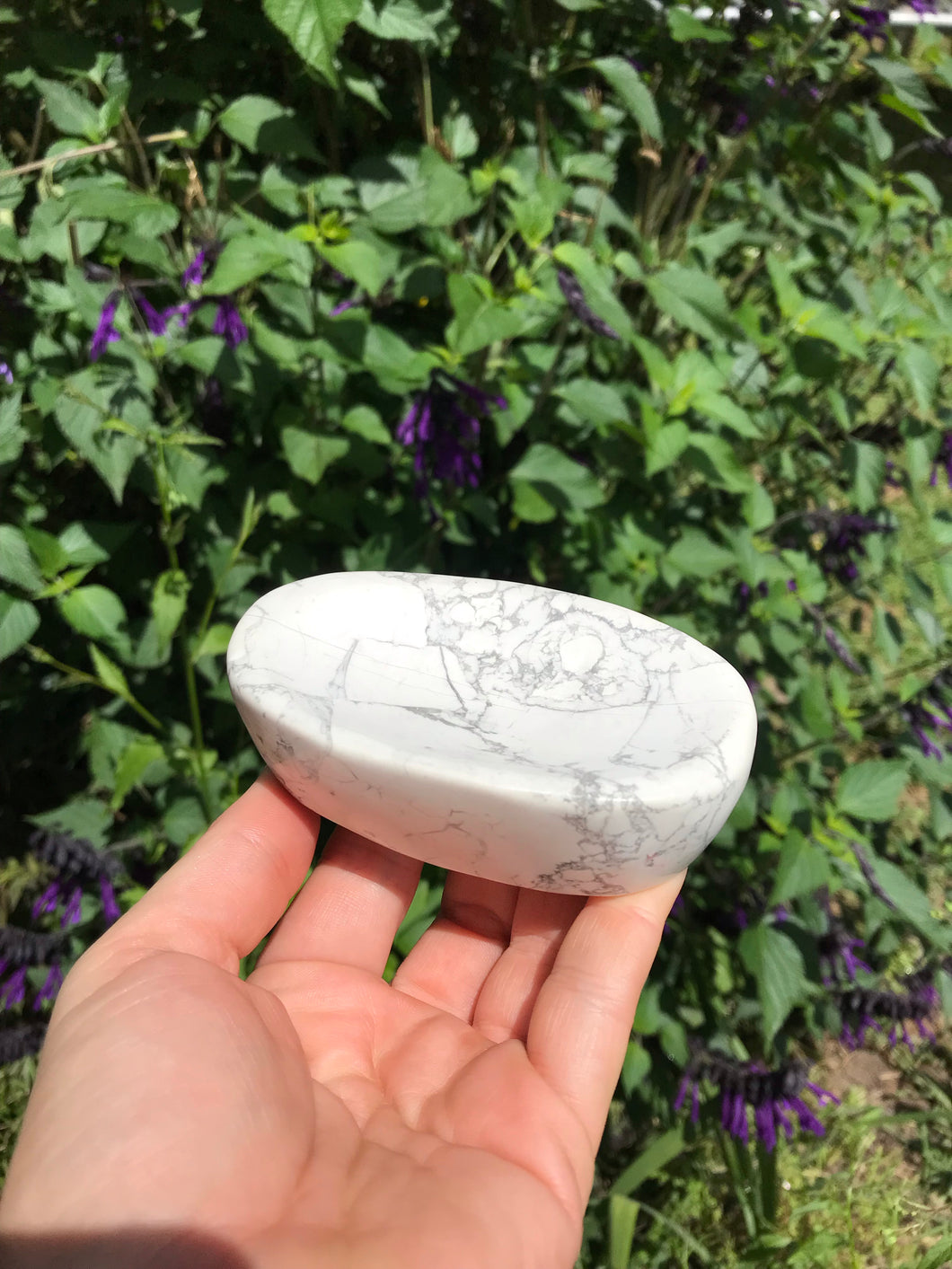 White Howlite Carved Bowl